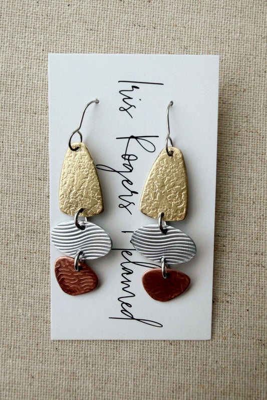 Textured Mixed Metal Drop Earrings
