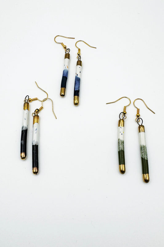 Long Dangly Earrings - Round Cylinder