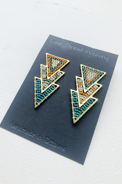 Triple Triangle Art Deco Stud Earrings - MADE TO ORDER