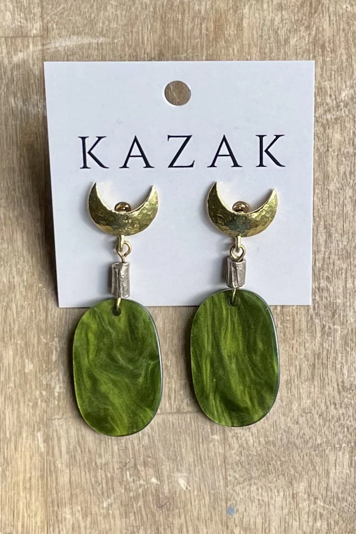 Green Moon Earrings