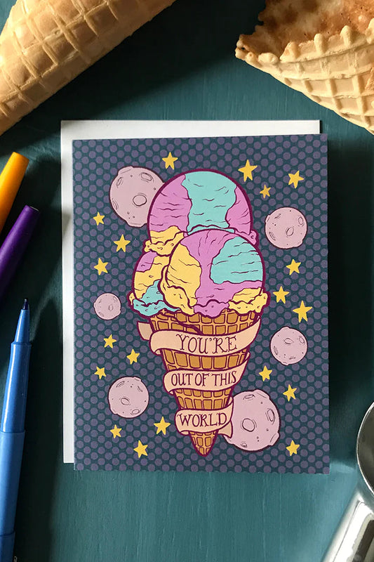 Moon Mist Ice Cream You're Out of This World Card