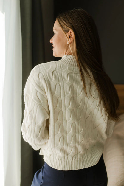 Cable Mock Neck Sweater