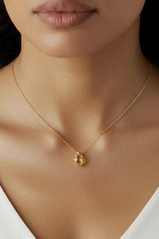 Rhea Single Stone Necklace 14K Gold Fill