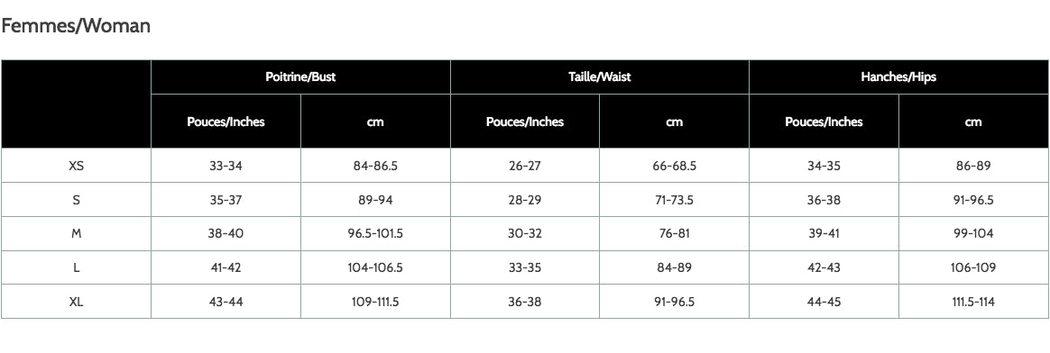 COKLUCH SIZE CHART