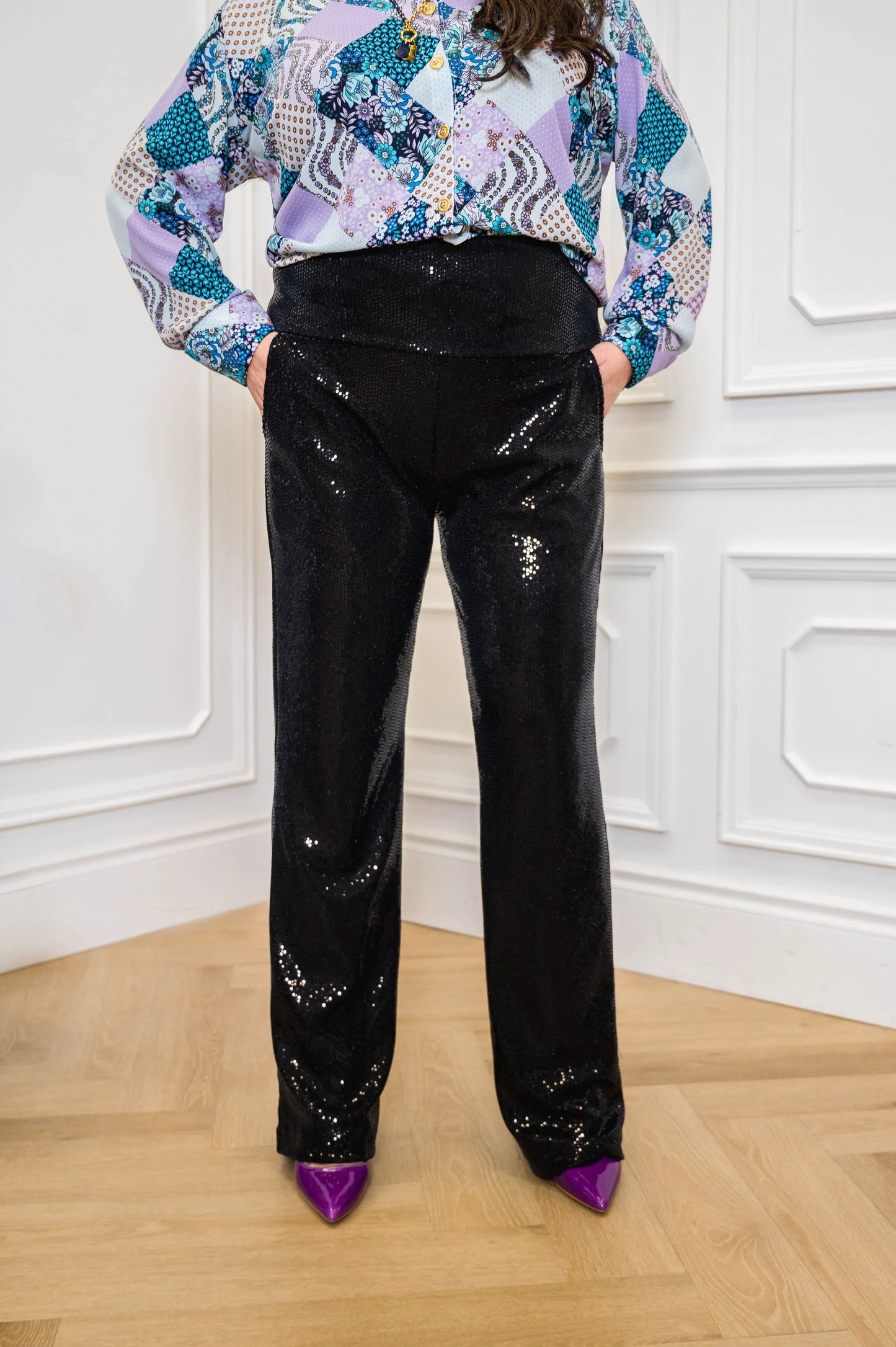 Sequin Straight Leg Pants