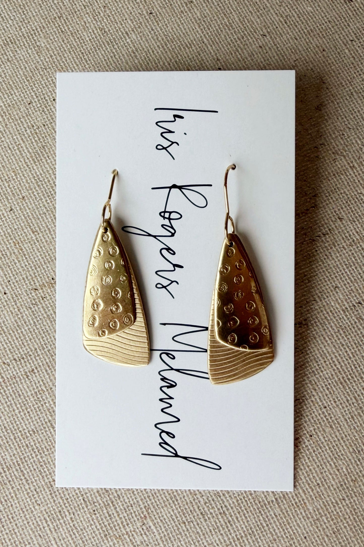 Waves & Scribbles Brass Drop Earrings