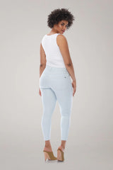 Eclipse RACHEL Classic Rise Skinny Yoga Jeans, back view, pale blue, classic rise, skinny fit, cropped, travel denim, sizes 25-34, made in Canada