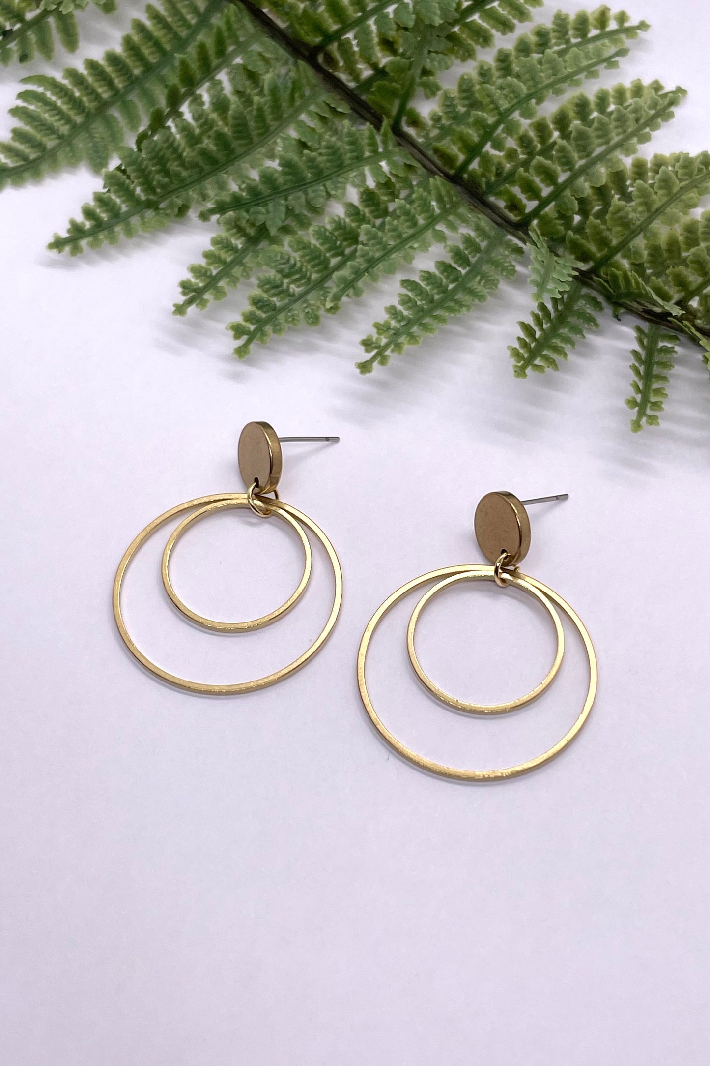 Eleanor Double Hoop Brass Earrings