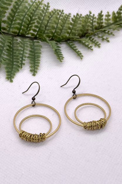 Kim Double Hoop Gold Wire Wrapped Earrings