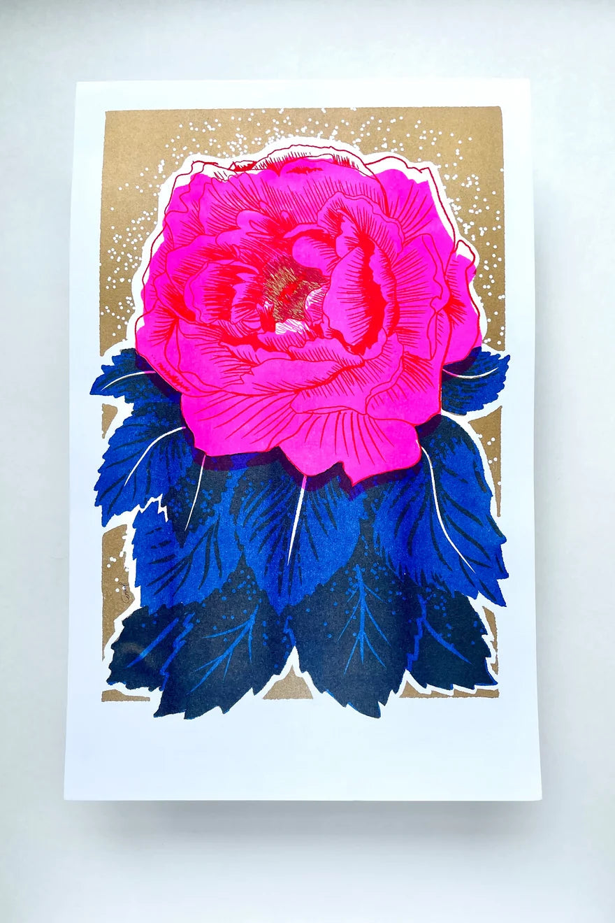 Peony Risograph Print