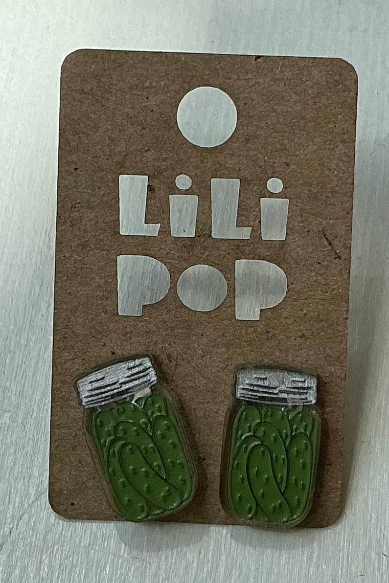 Lili0865 Pickle Jar Stud Earrings