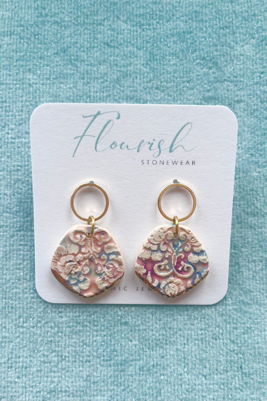 Floral Imprint Dangle Earrings