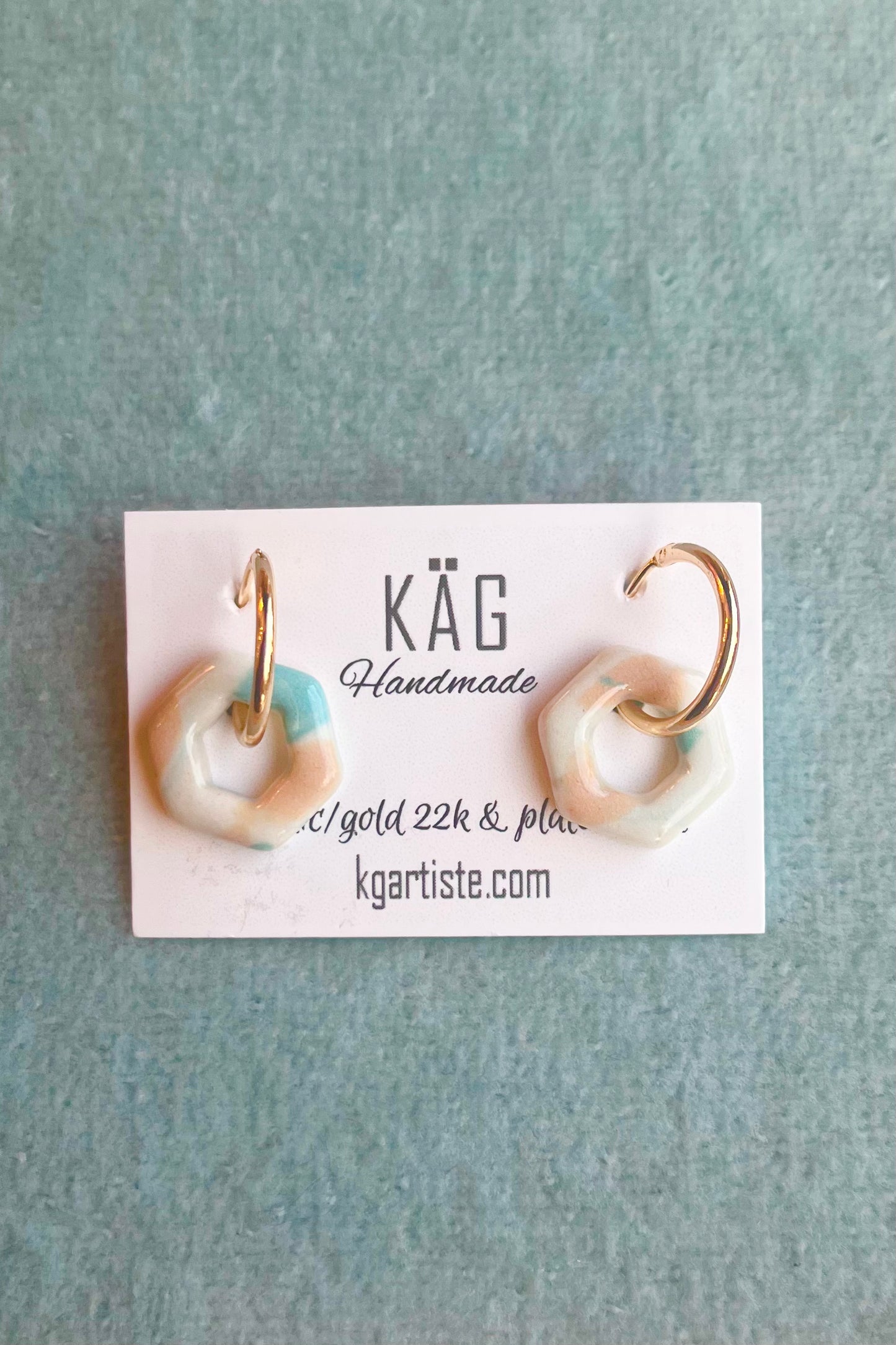 Hex Donut Ceramic Hoop Earrings