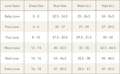 Stacey Martin Lifestyle Size Chart
