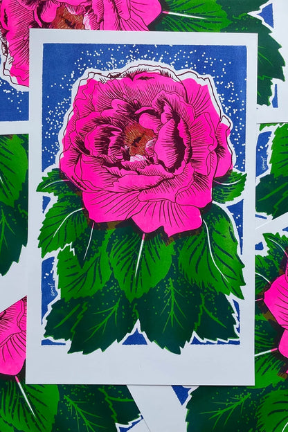 Peony Risograph Print