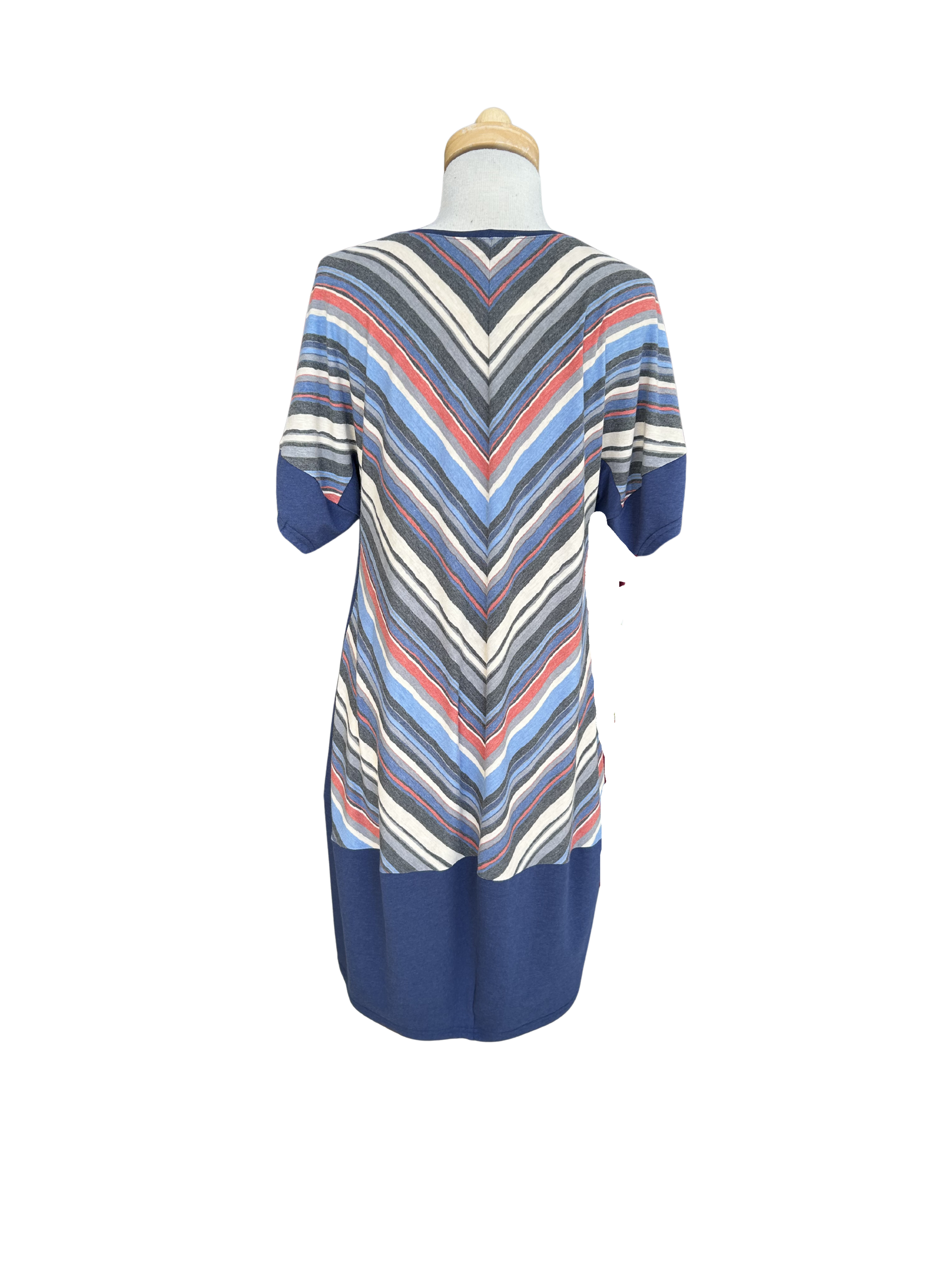 A back view of the Brianna Dress by Solomia is shown on a mannequin against a white background. 