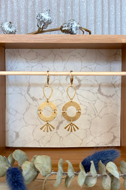 Ruby - Abstract Brass Dangle Earrings