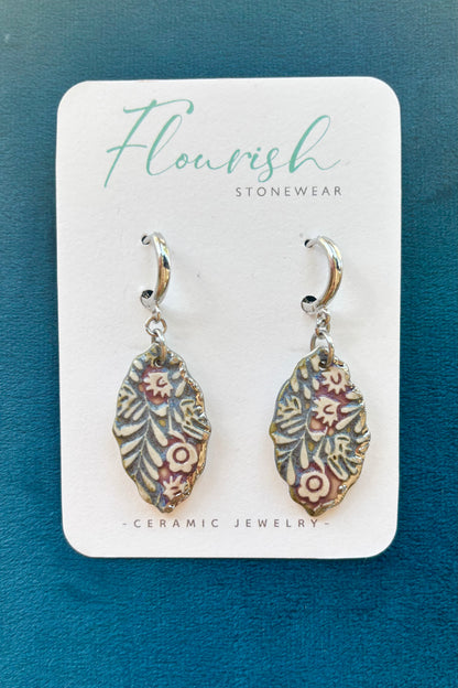 Ceramic Engraved Foliage Dangles