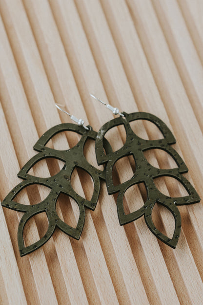 Branch of Leaves Shaped Cork Earrings