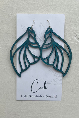 Fairy Wing Shaped Cork Earrings - Several Colour Options