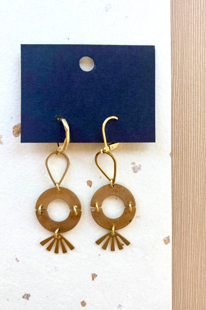 Ruby - Abstract Brass Dangle Earrings