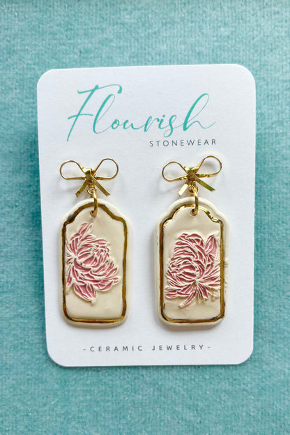 Porcelain Tag Dangle Earrings