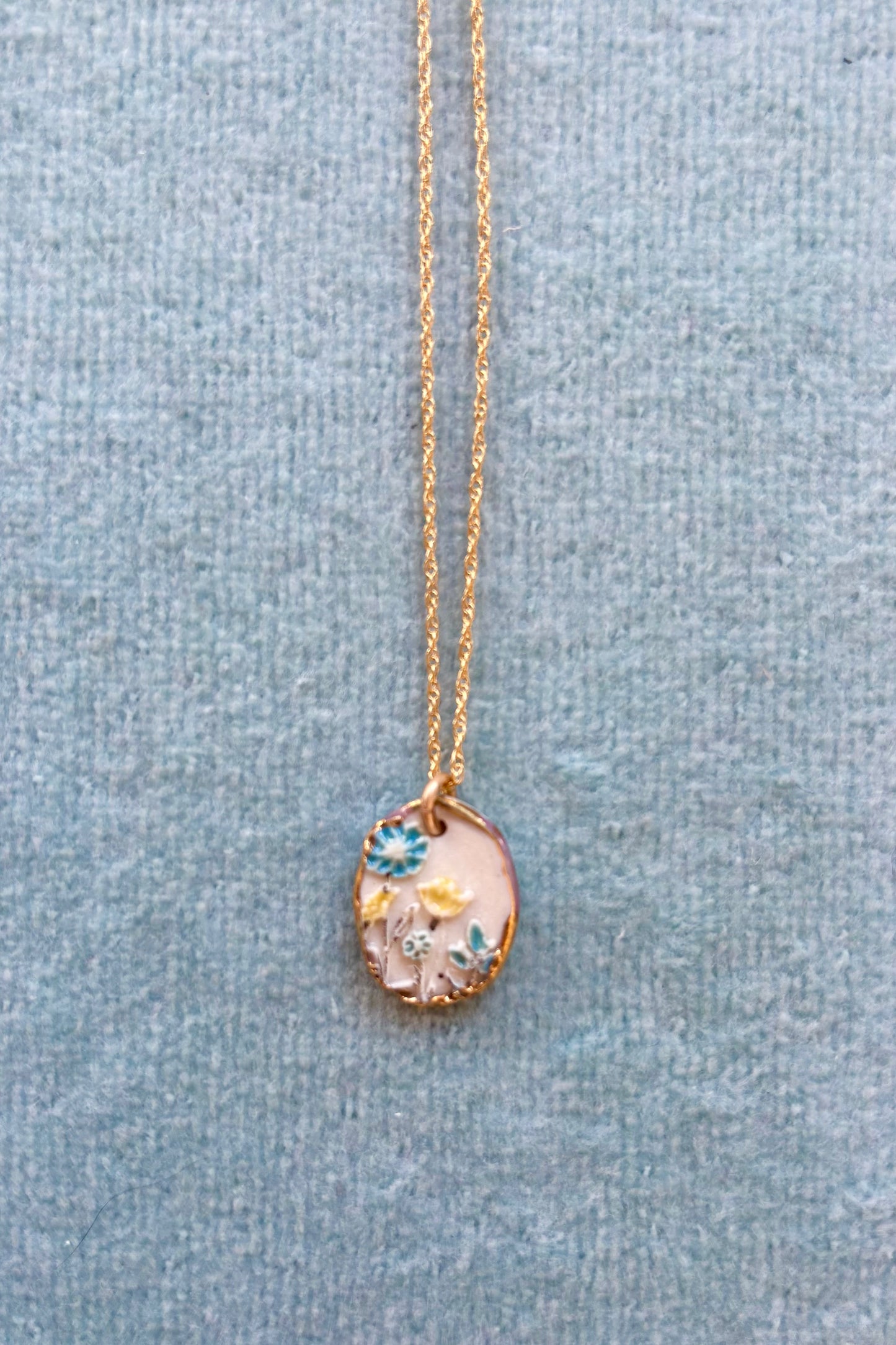 Ceramic Floral Imprint Necklace