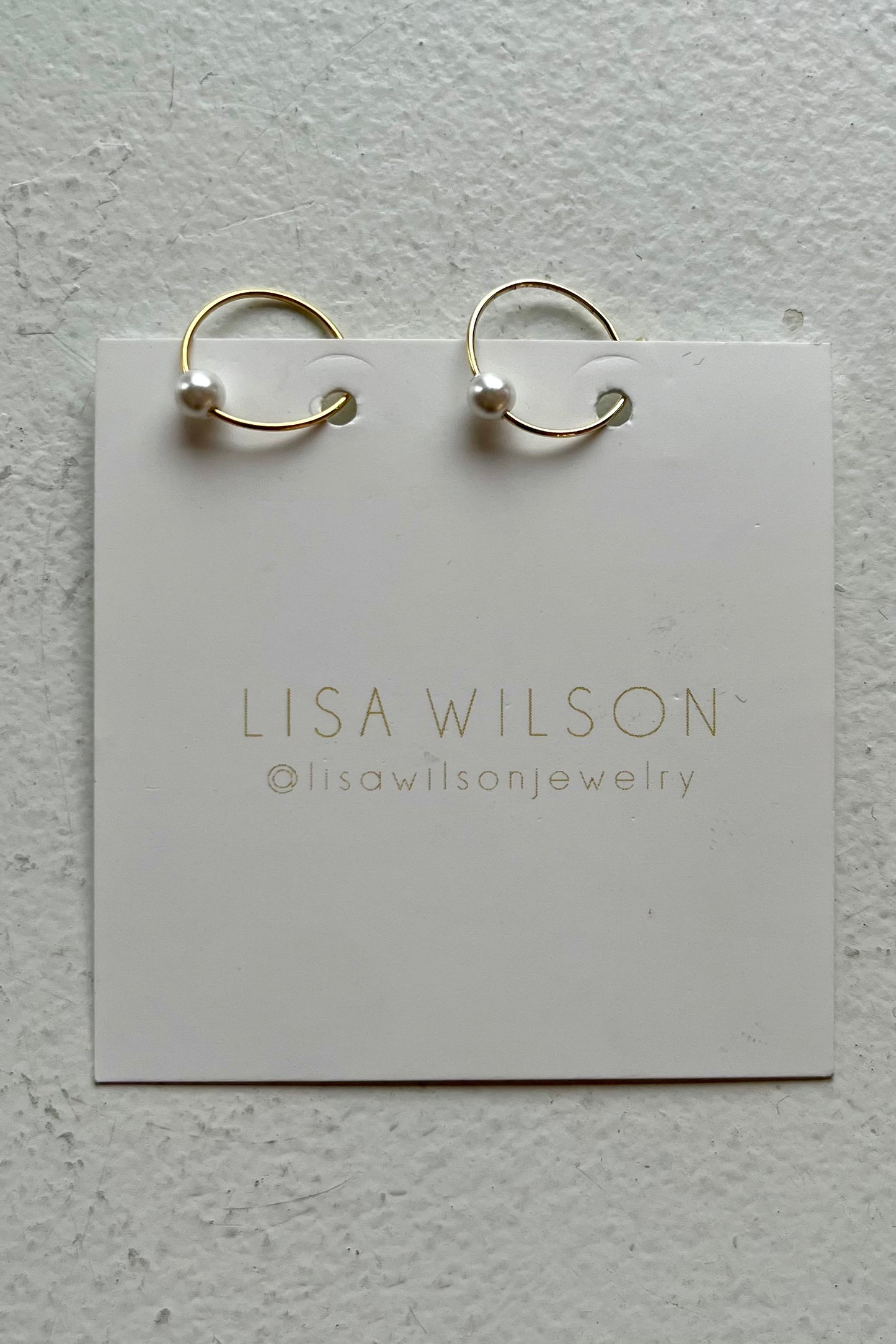 Gold Plated Glass Pearl Hoop Earrings