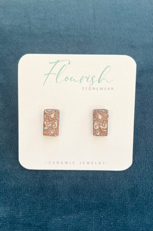 Coffee Rectangle Studs