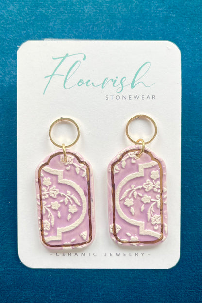 Porcelain Tag Dangle Earrings
