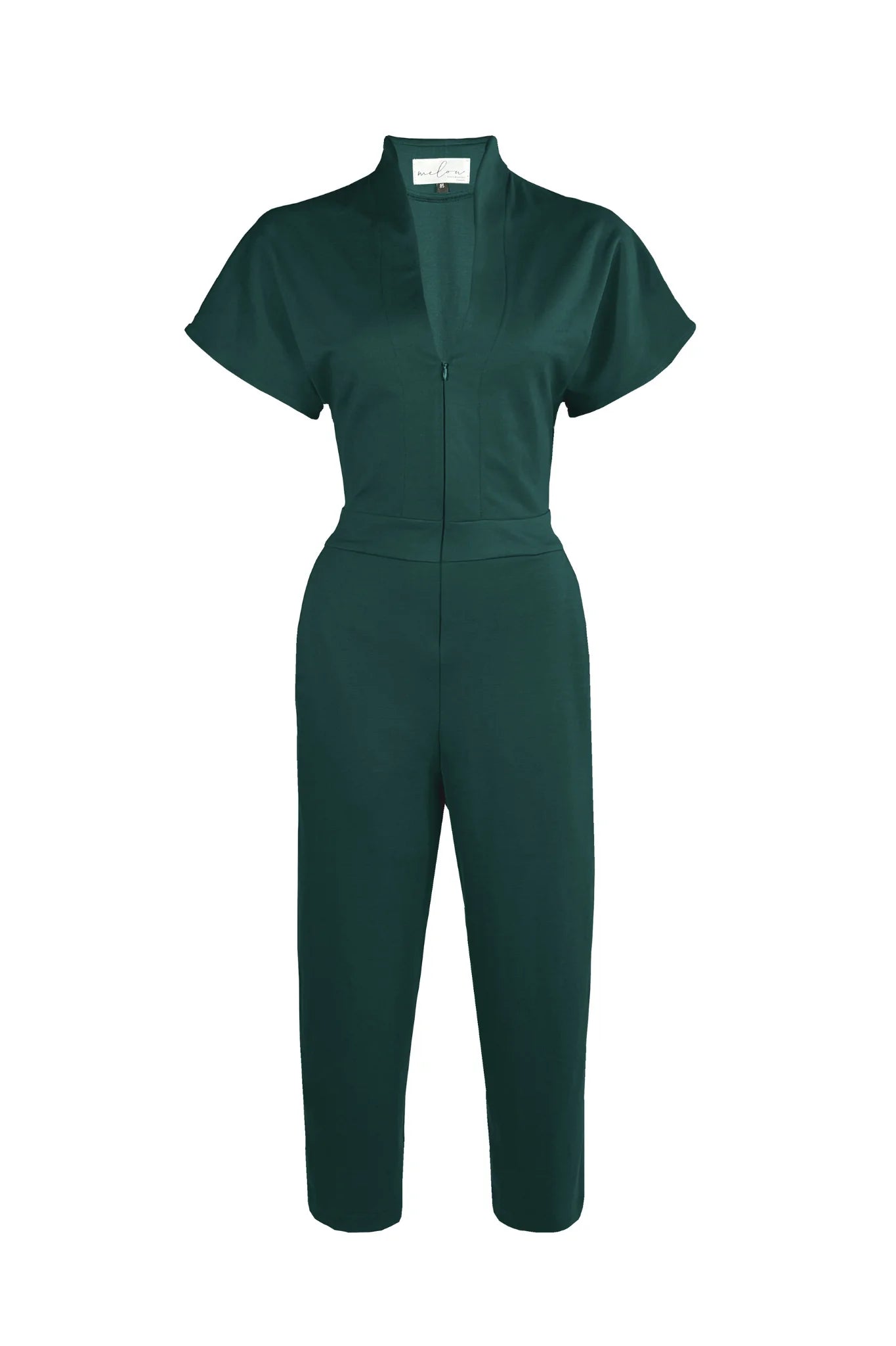 The Jayden Jumpsuit by Melow in Forest is shown against a white background