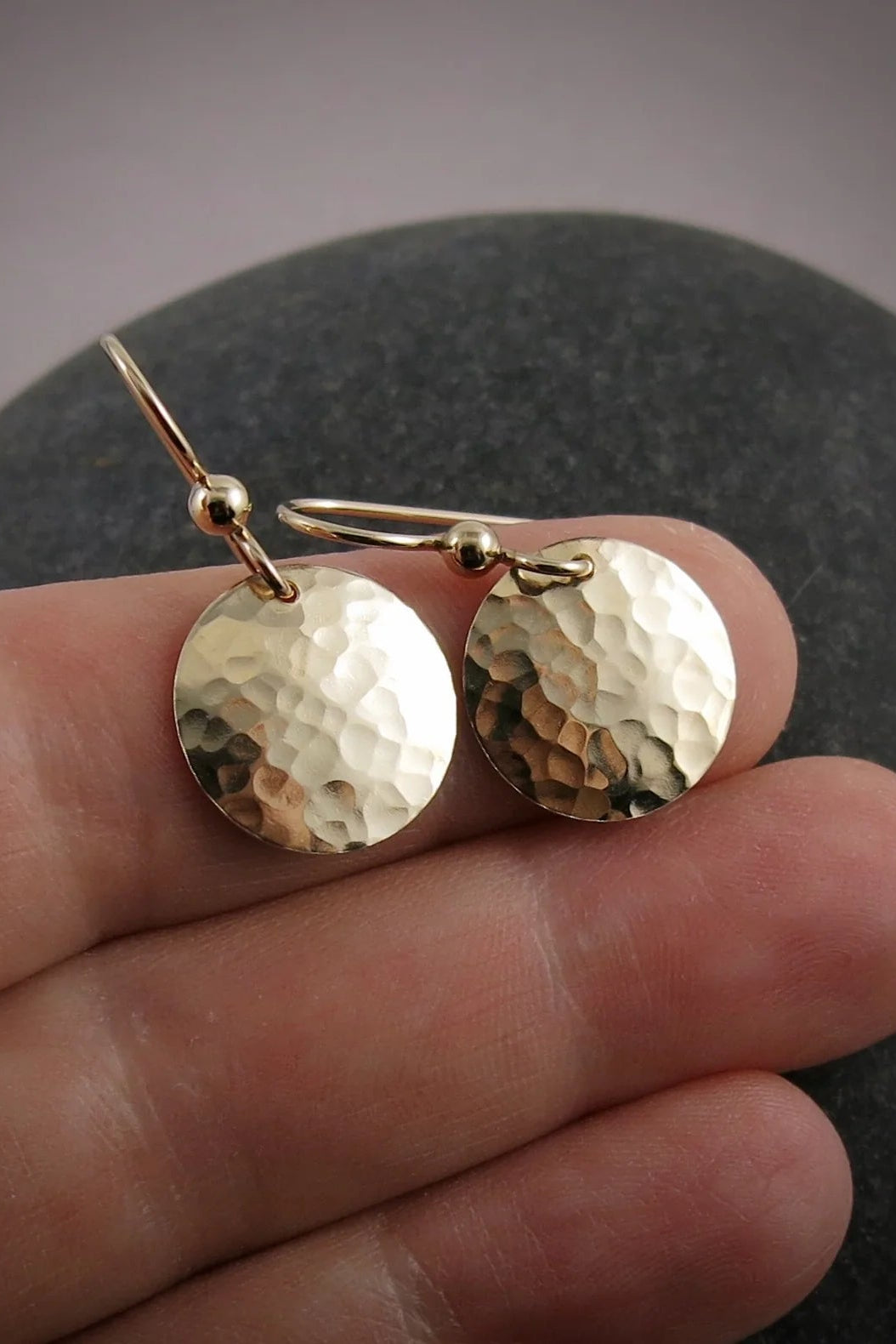 Gold Moondance Textured Disc Earrings • 14K Gold Fill