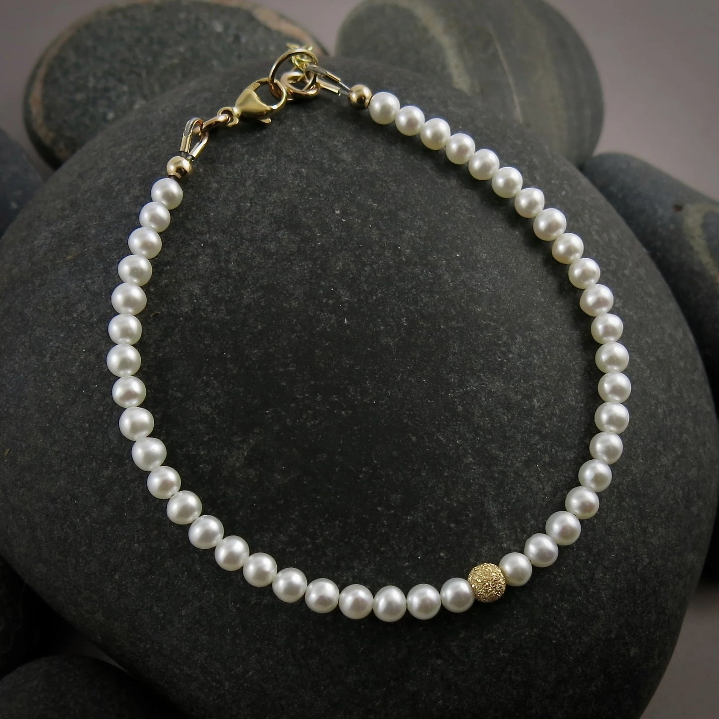 Adjustable Gemstone Bead Bracelets • 14K Gold Fill