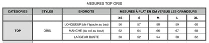 Kazak Oris Raglan Turtleneck size chart
