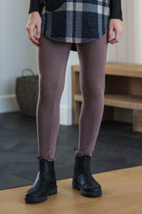 Orford Leggings by Rien ne se Perd, Taupe, slightly mottled, thick and warm fabric, sizes XS to XXL, made in Quebec