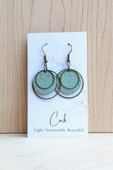 Small Brass Circle Earrings by Plumtree Handmade, Bright Teal