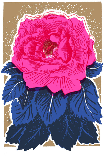 Peony Risograph Print