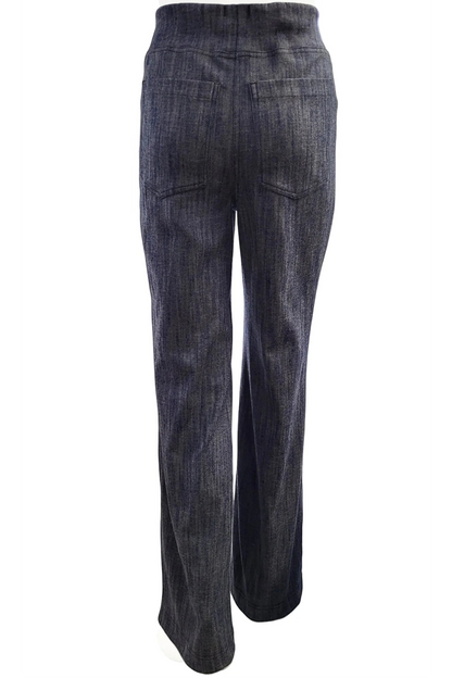 The Wade Vintage Denim Pants in Indigo by Mandala are shown on a mannequin against a white background