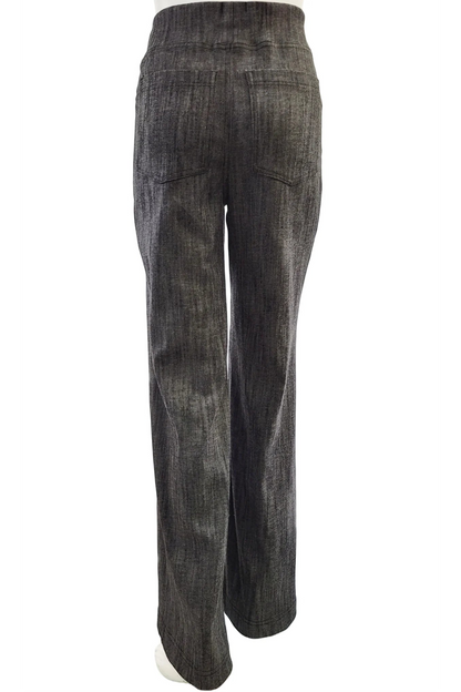 Back view of the Wade Vintage Denim Pants in Graphite by Mandala shown on a mannequin against a white background 