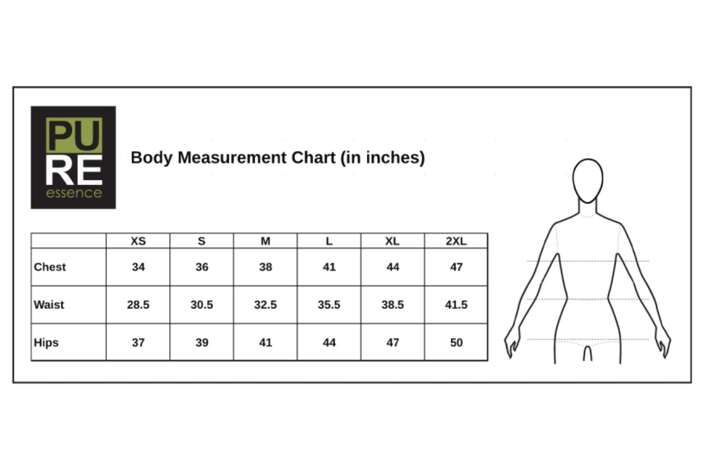 Pure Essence Size Chart