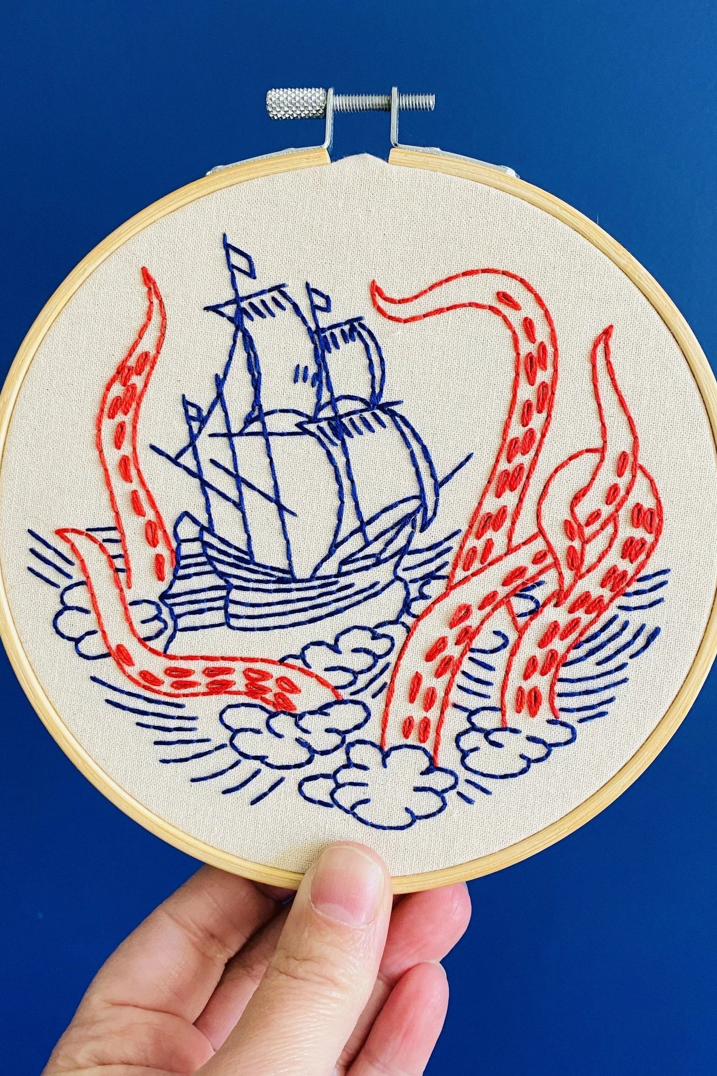 Kraken and Ship Complete Embroidery Kit