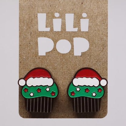 Lili1103 Christmas Cupcake Stud Earrings