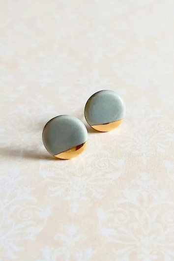 Round Ceramic and Gold Studs