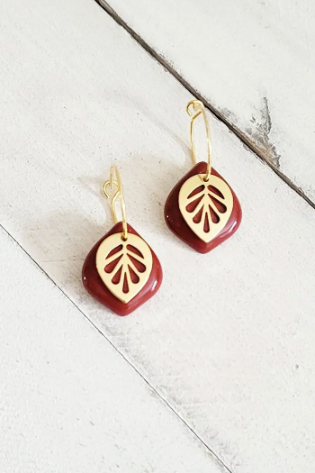 Double Leaf Ceramic Earrings