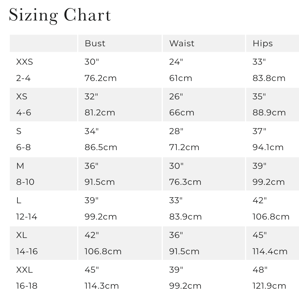 Kollonai Size Chart