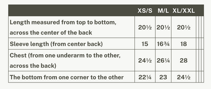 Garment measurement chart for the Grandmont Bolero by Rien ne se Perd