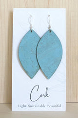 Leaf Shaped Cork Earrings - Several Colour Options