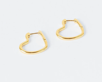 Love You Heart Hinge Hoop Earring | Titanium PVD Waterproof