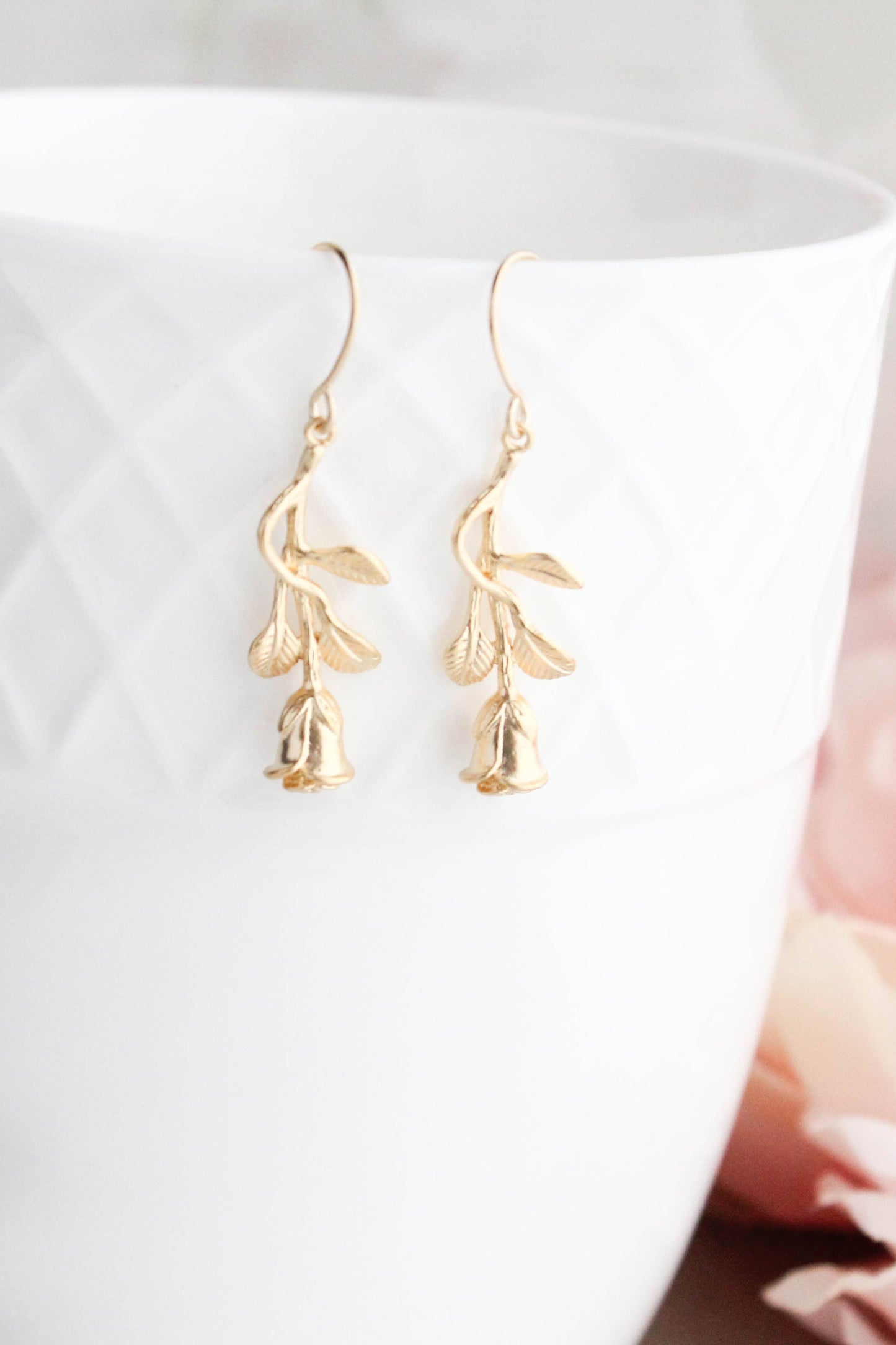 Long Stem Rose Earrings