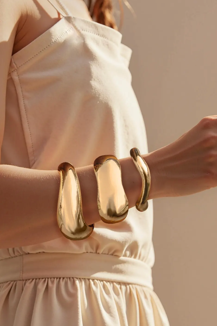 Editorial Hinge Bracelets | 14K Gold PVD
